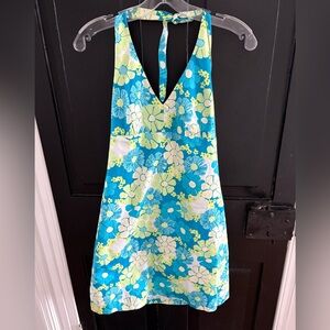 Lilly Pulitzer Womens Size 6 Blue Floral Halter Dress